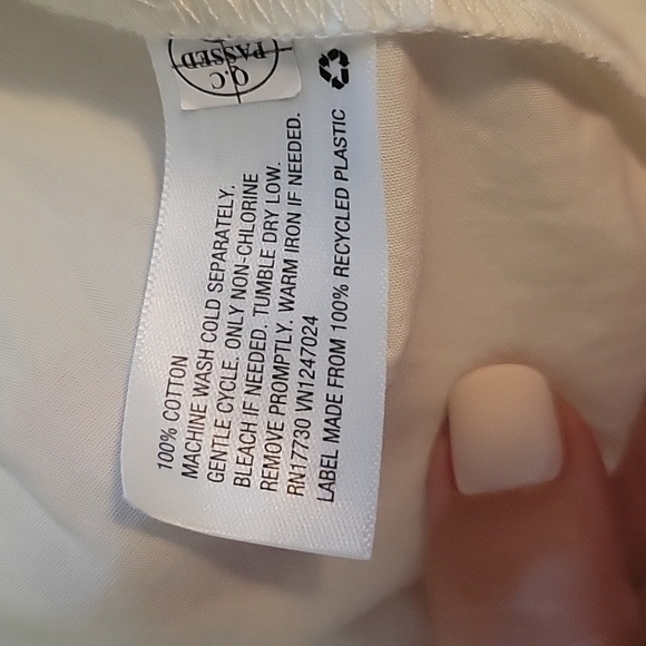 A New Day High Neck Ruffle Button Up Long Sleeve Top, Cream, Size Large - Picture 7 of 10